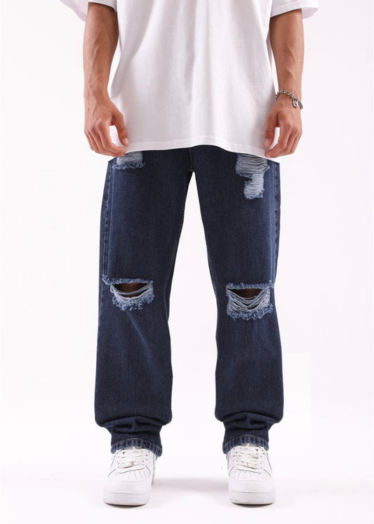 Ripped Detail Baggy Jeans - Clothing Lab