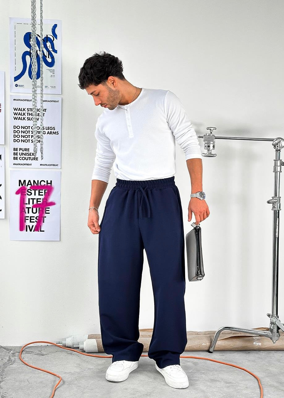Summer Navy Blue Baggy Sweatpants